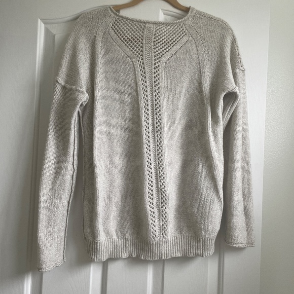 Mystree Light Gray/Off White Cashmere Blend Pullover Sweater, Size Medium - Picture 10 of 11